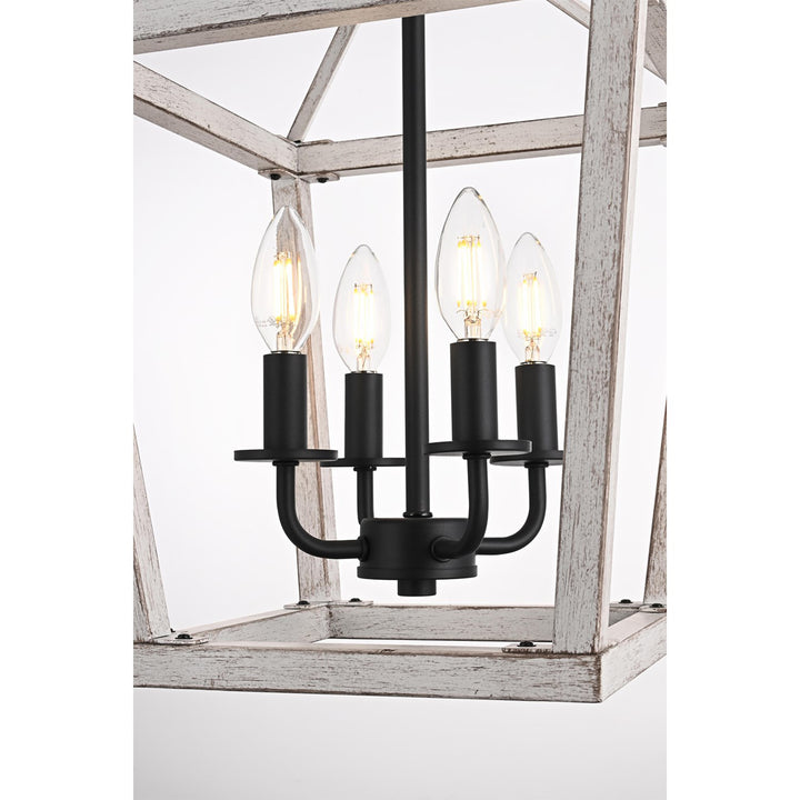 12 Inch Latern Pendant In Weathered White And Black - View 5 - Joshua Marshal