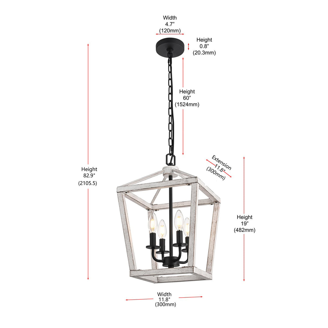 12 Inch Latern Pendant In Weathered White And Black - View 6 - Joshua Marshal